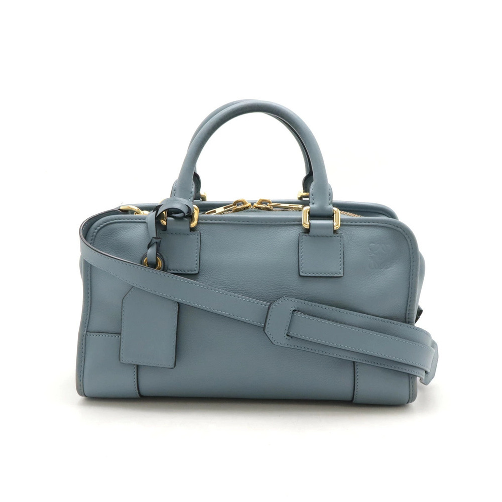 Loewe Amazona Anagram Handbag Boston Bag Shoulder Leather Baby Blue